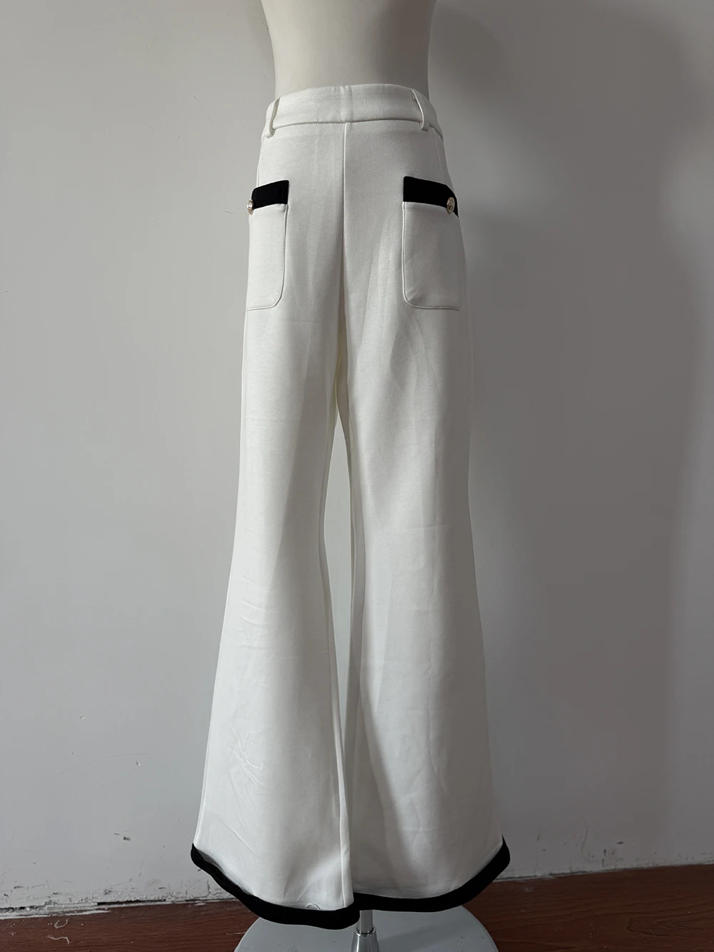 Sobwheels New Fashion Winter Lazy Style Straight Long Pants High Grade White Thick Warm High Waist Slimming Wide Leg Pants for Women