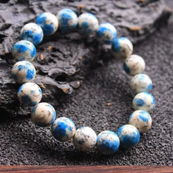 Olivenorma Natural Azurite 11mm Beads Energy Stone Bracelet