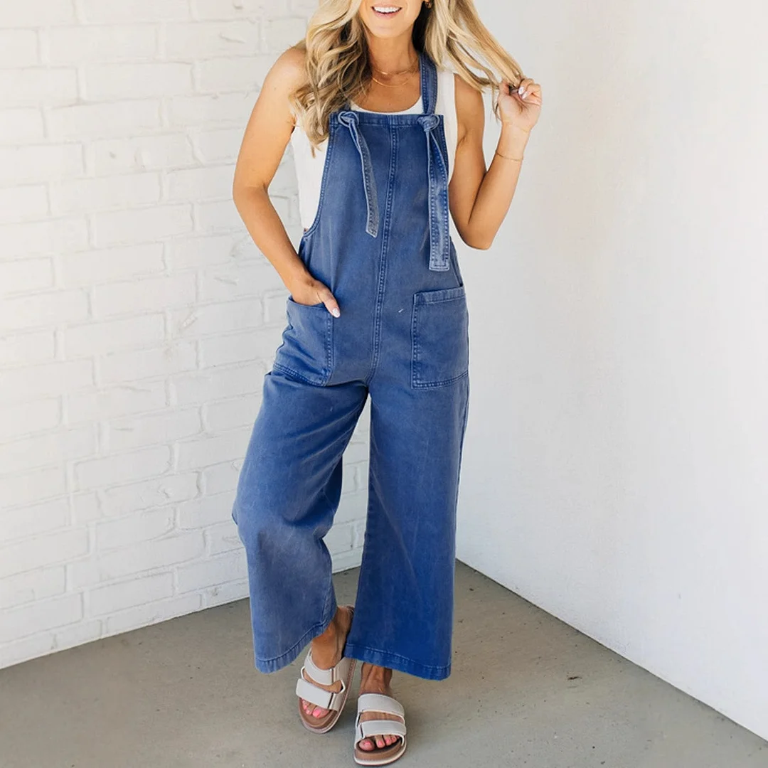 Women's 2025 Strap Jumpsuit Loose Straight Wide-leg Denim Jumpsuit Overall