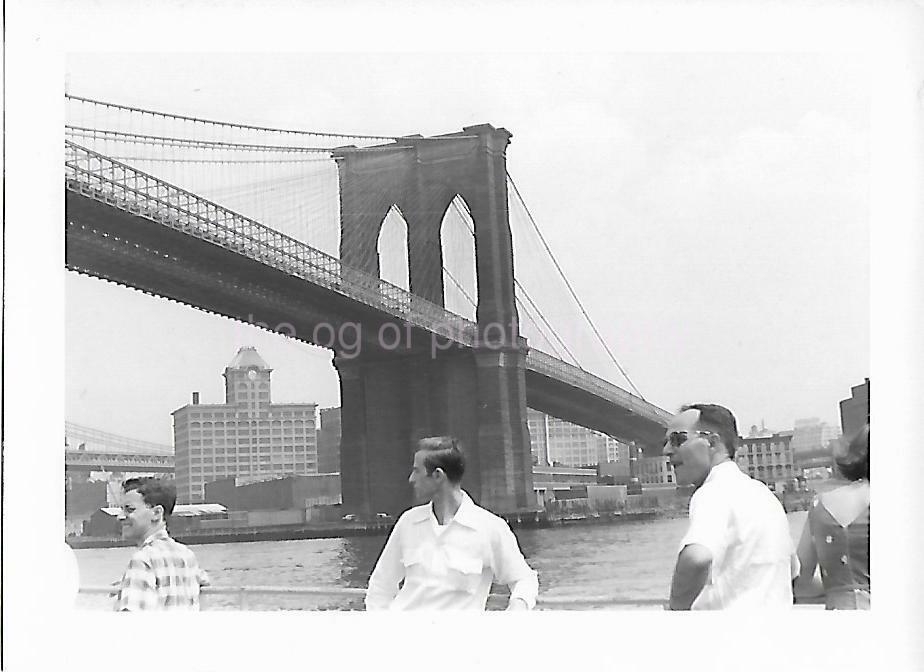 BROOKLYN BRIDGE Vintage 1950's FOUND Photo Poster painting bwSnapshot 07 26 W