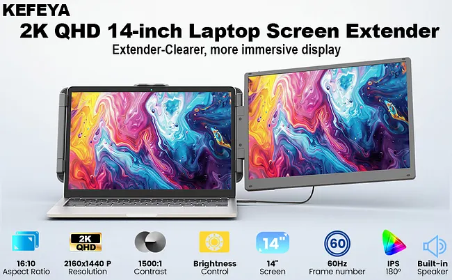 KEFEYA S1Pro 2K Portable Dual Screen Monitor Extender