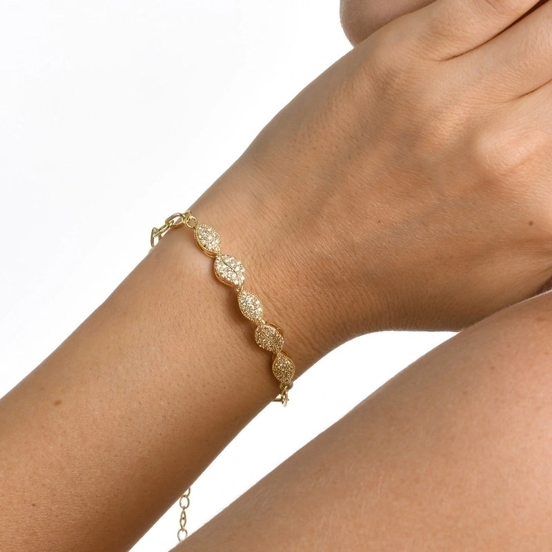 Brass Minimalist Metal Grain Zircon Bracelets