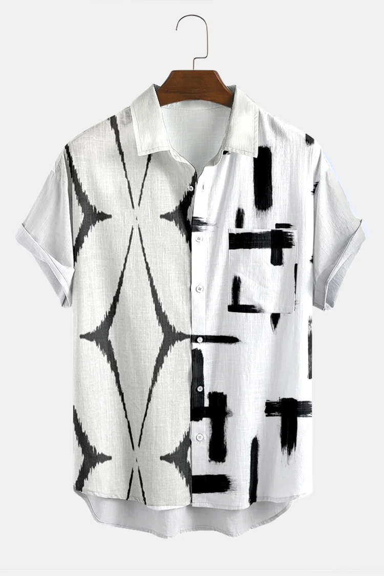 White Geometric Fashion Casual Shirt