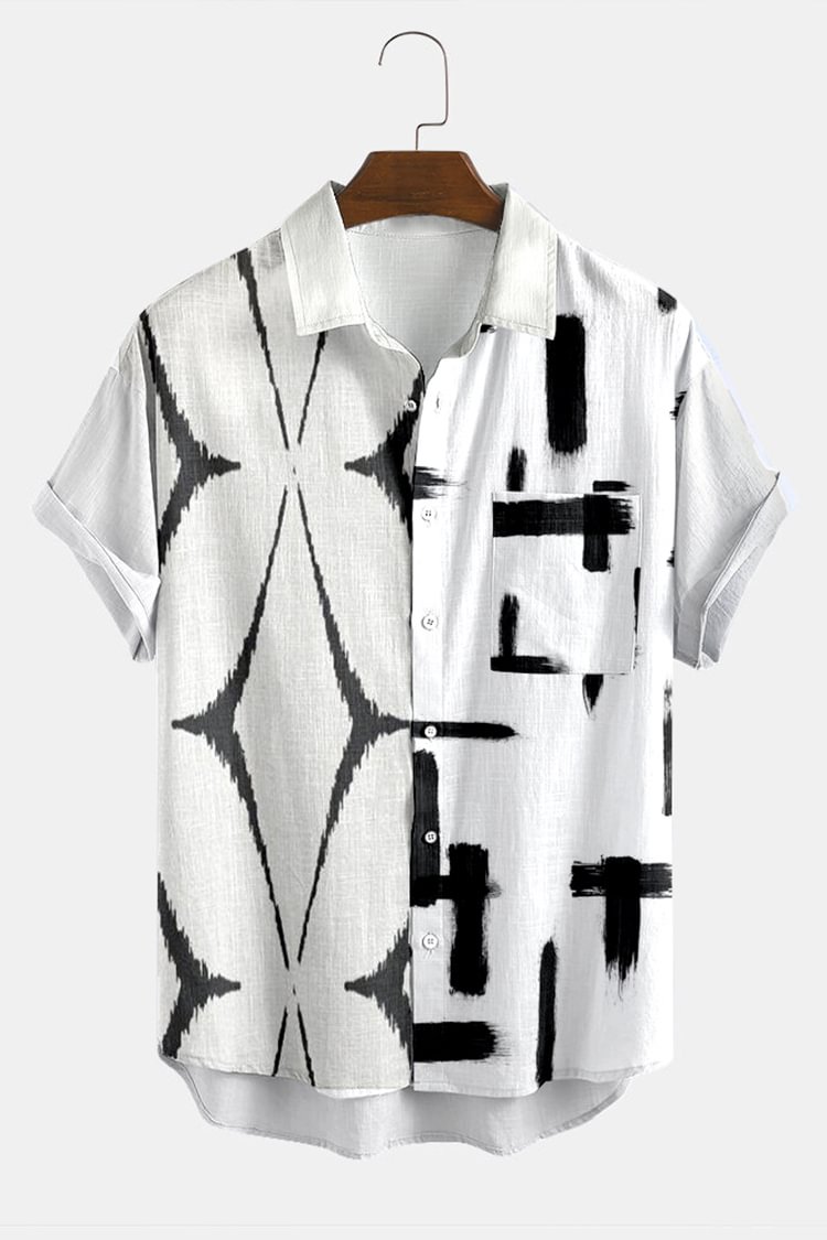 White Geometric Fashion Casual Shirt
