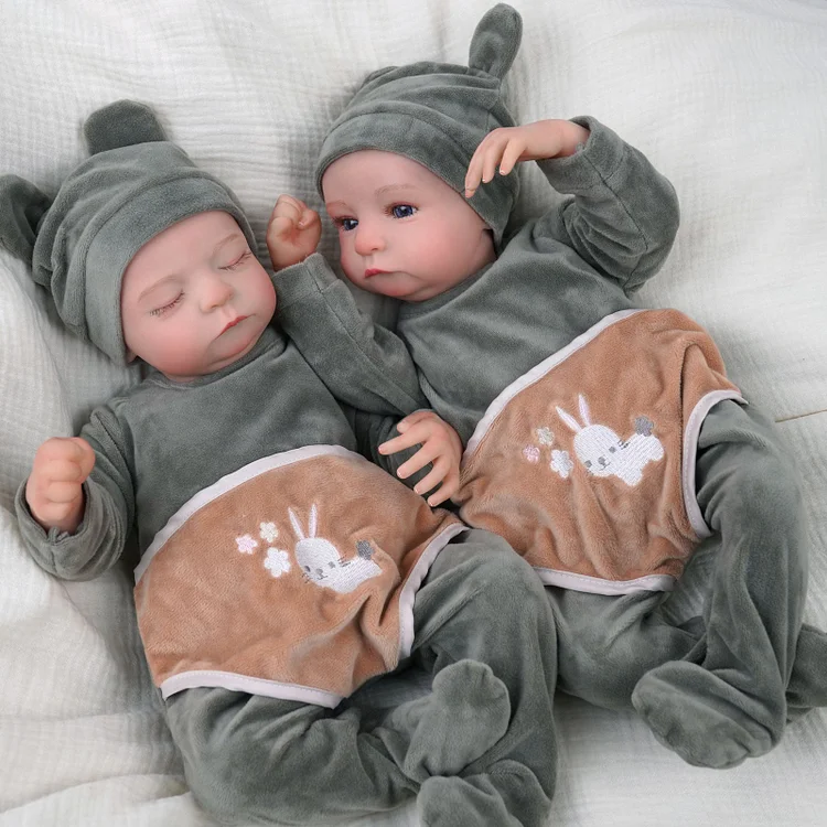 Babeside Noah & Aiden 20" Realistic Reborn Baby Boys Dolls Infant Twins Sleeping And Awake Lovely Bunny