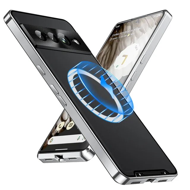 Luxury Metal Shell For Google Pixel 7/8 Case Aluminum Alloy Frame Translucent Frosted Magnetic Core Back Coque Pixel Cover