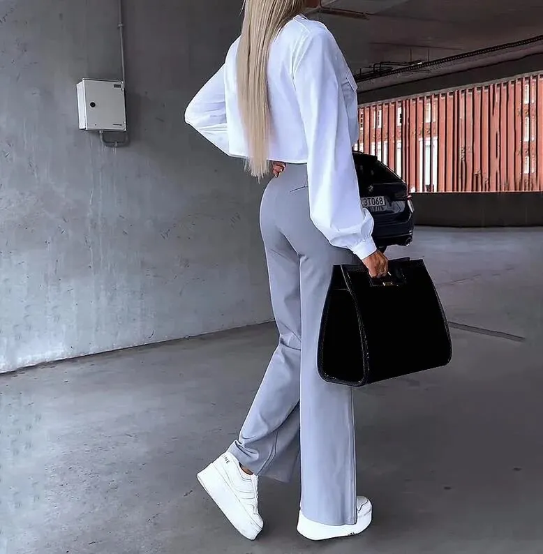 Uveng Lady Women's Pant Sets 2 Pieces New Holiday Style Short Blazers Coat + Straight Pants Suit 2023 Spring Womens Outfits