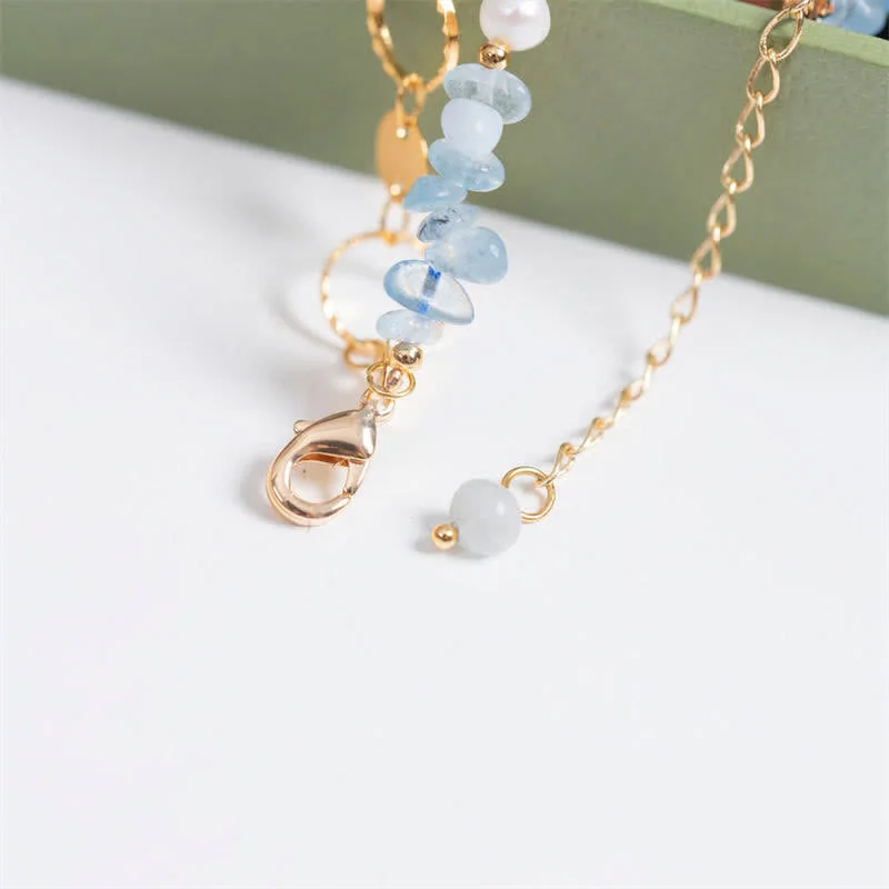 Aquamarine Pearl Healing Stone Bracelet