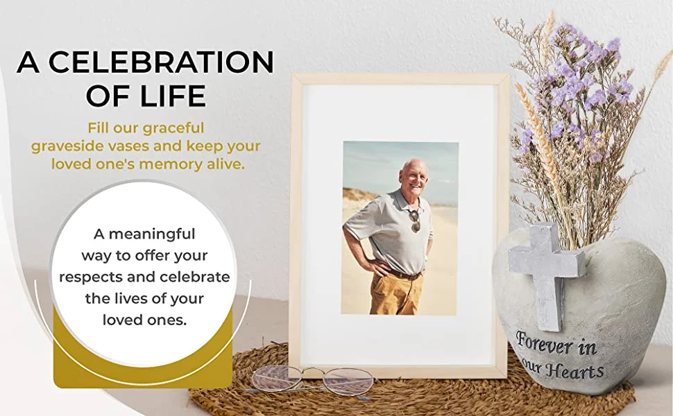 Angel and Cross Cemetery Vases with Spikes (set of 2)