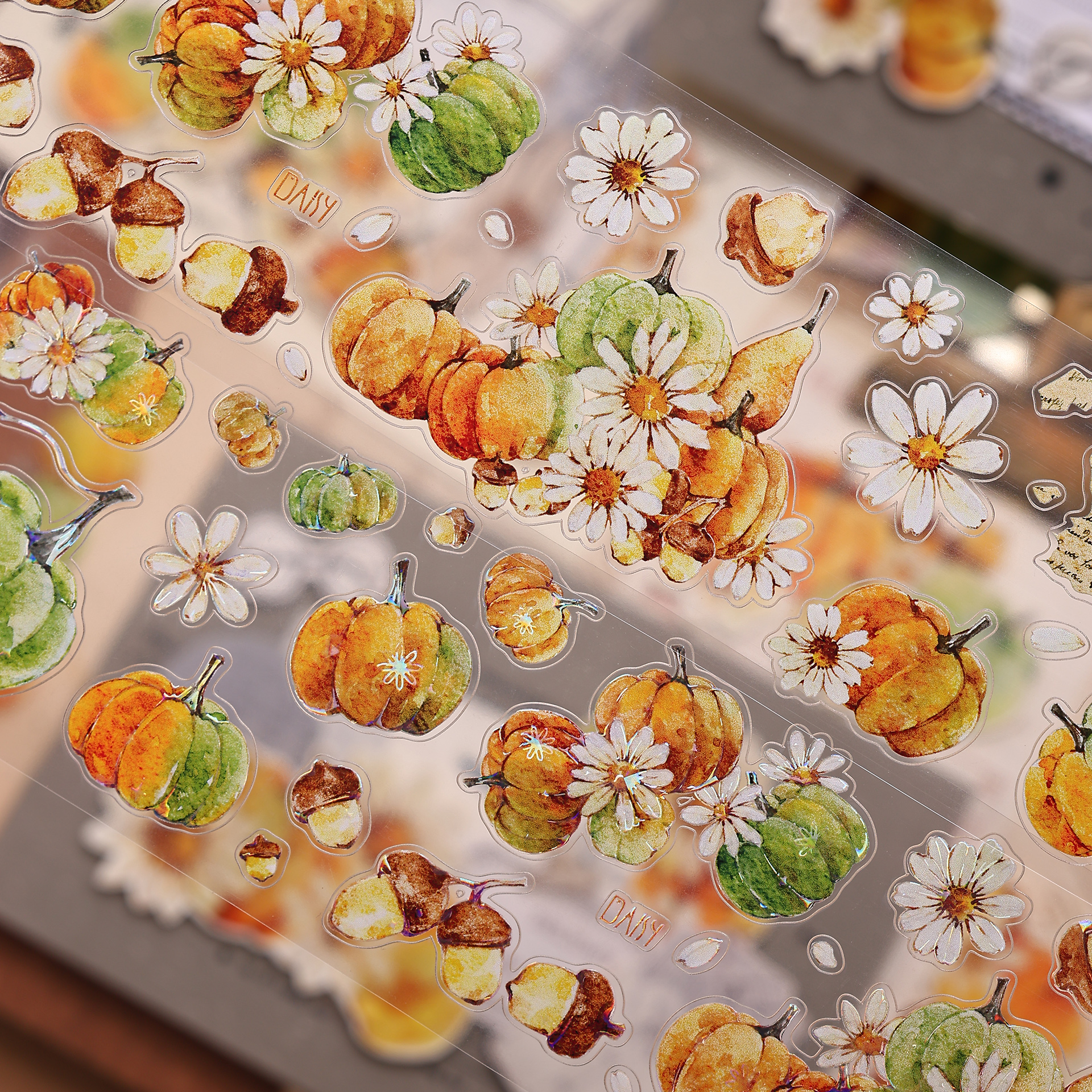 PET 테이프 - 60mm*6m 빈티지 호박 데이지 꽃