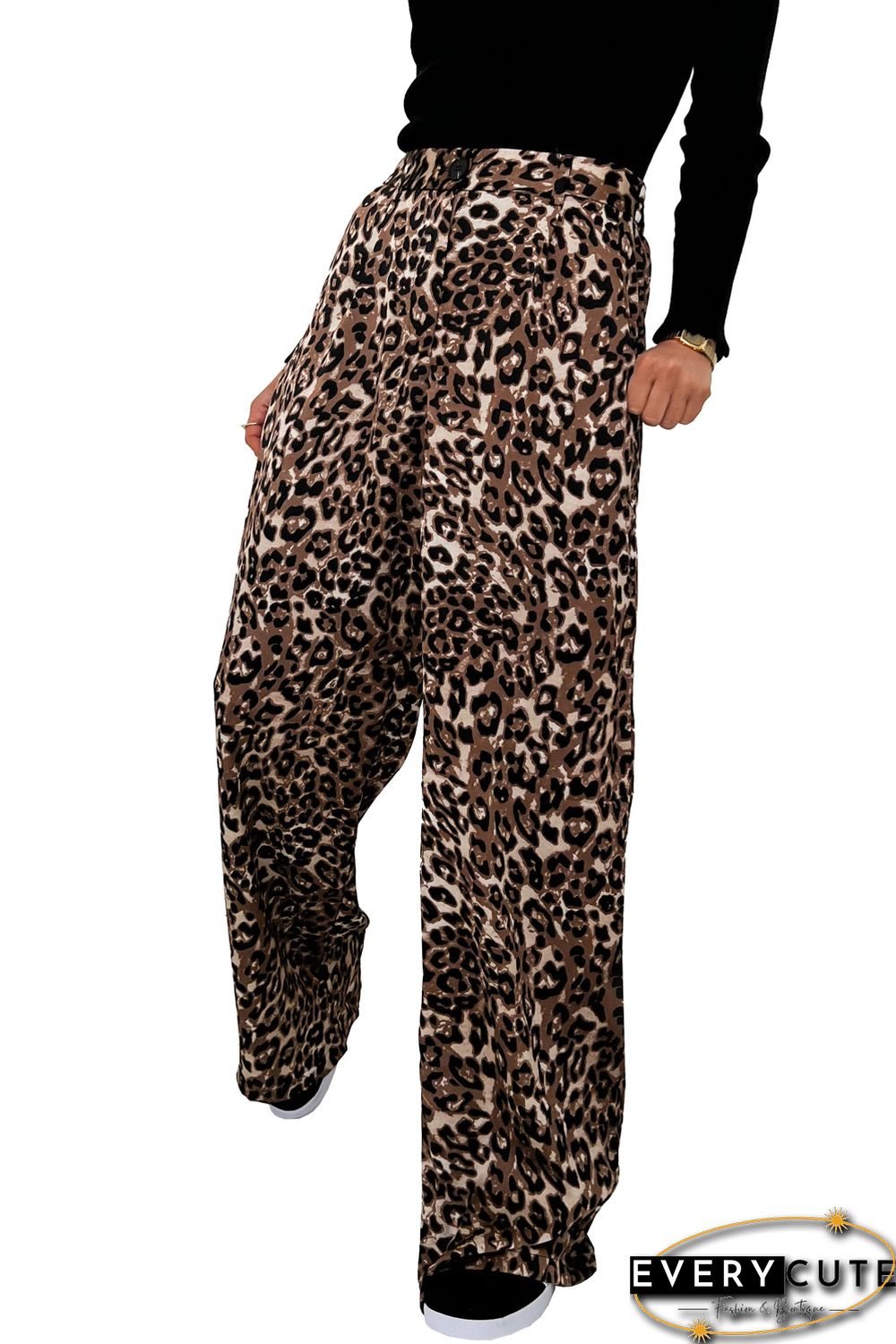 Leopard High Waist Wide Leg Pants