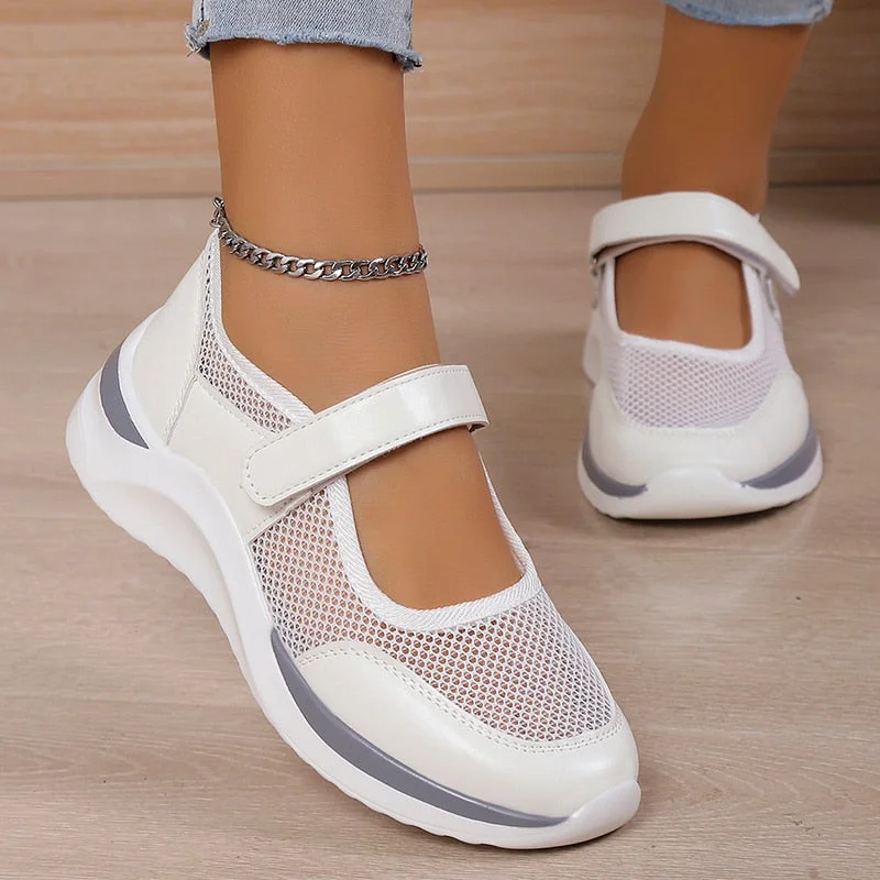 Vstacam Women's Knitted Wedge Sneakers for 2023 Autumn Mix Color Platform Vulcanized Shoes Woman Breathable Mesh Hook Loop Casual Shoes