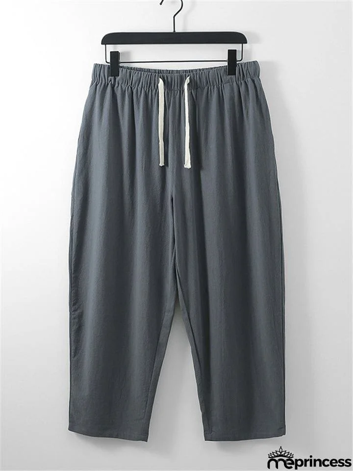 Laid-Back Style Notched Neck Button Detailing Soft Cotton Set T-Shirt + Drawstring Pants