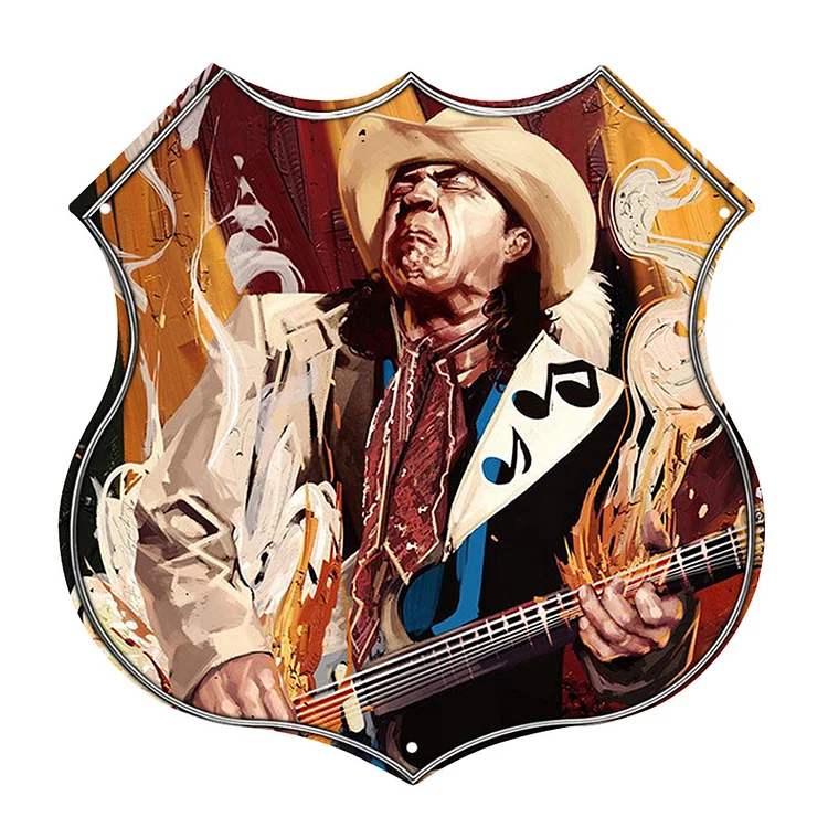 Stevie ray vaughan - shield vintage tin sign - 11.8x11.8inch