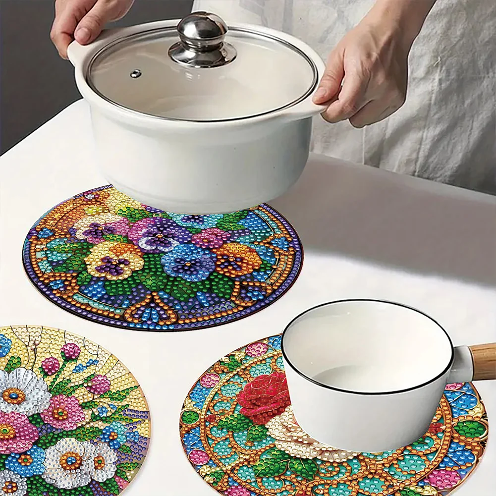 DIY Diamond Dot Kits Flowers Diamond Painting Placemats Projects for Beginner