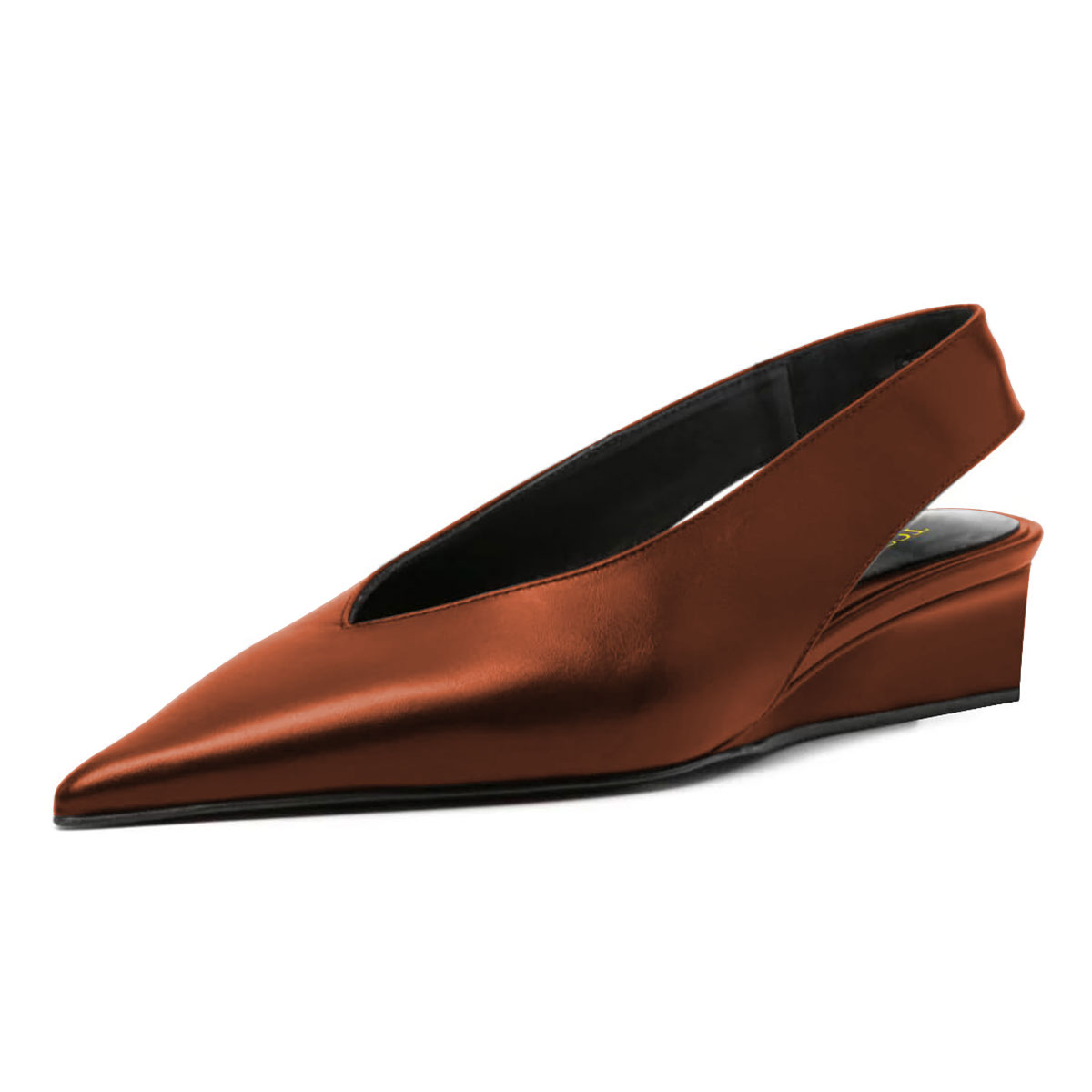 Brown Vegan Leather Slingback Wedge Heel Pumps Shoes with Pointed Toe Nicepairs