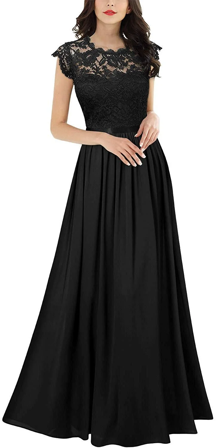 Women's Formal Floral Lace Evening Party Maxi Dress