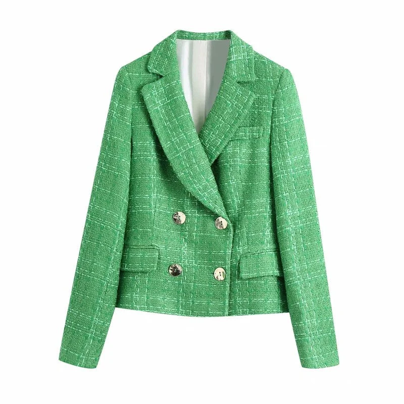 Stylish Chic Green Shorts Suits Women 2021 Fashion Long Sleeve Cropped Blazers Side Zipper Skirts Suits Female Casual Sets