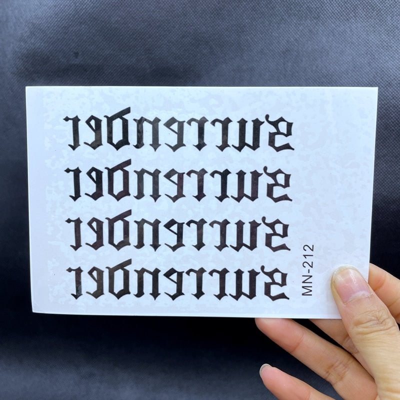Waterproof Temporary Tattoo Sticker Black  English Letters Flash Tatoo Fake Tatto Neck Wrist For Men