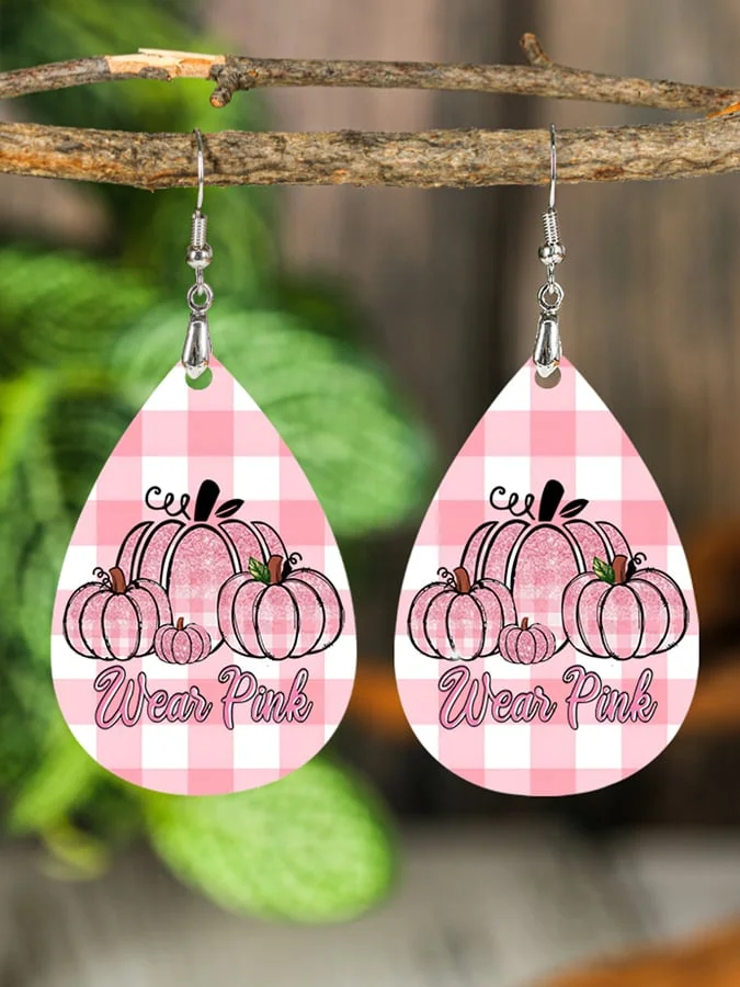 Wear Pink Pumpkin Graphic Drop Earrings