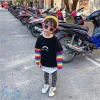 Kid Baby Girl T-shirt Casual Colorful Striped Long Sleeve Tops