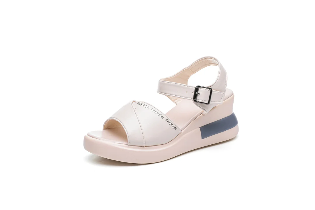 Yyvonne Bottom Slope Heel Sandals Women 2025 New Summer Korean Version Of The Pine Cake And A Word Buckle With A Toe High Heel Roman Shoes