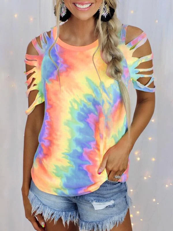 Women Half Sleeve V-neck Solid Color Dress