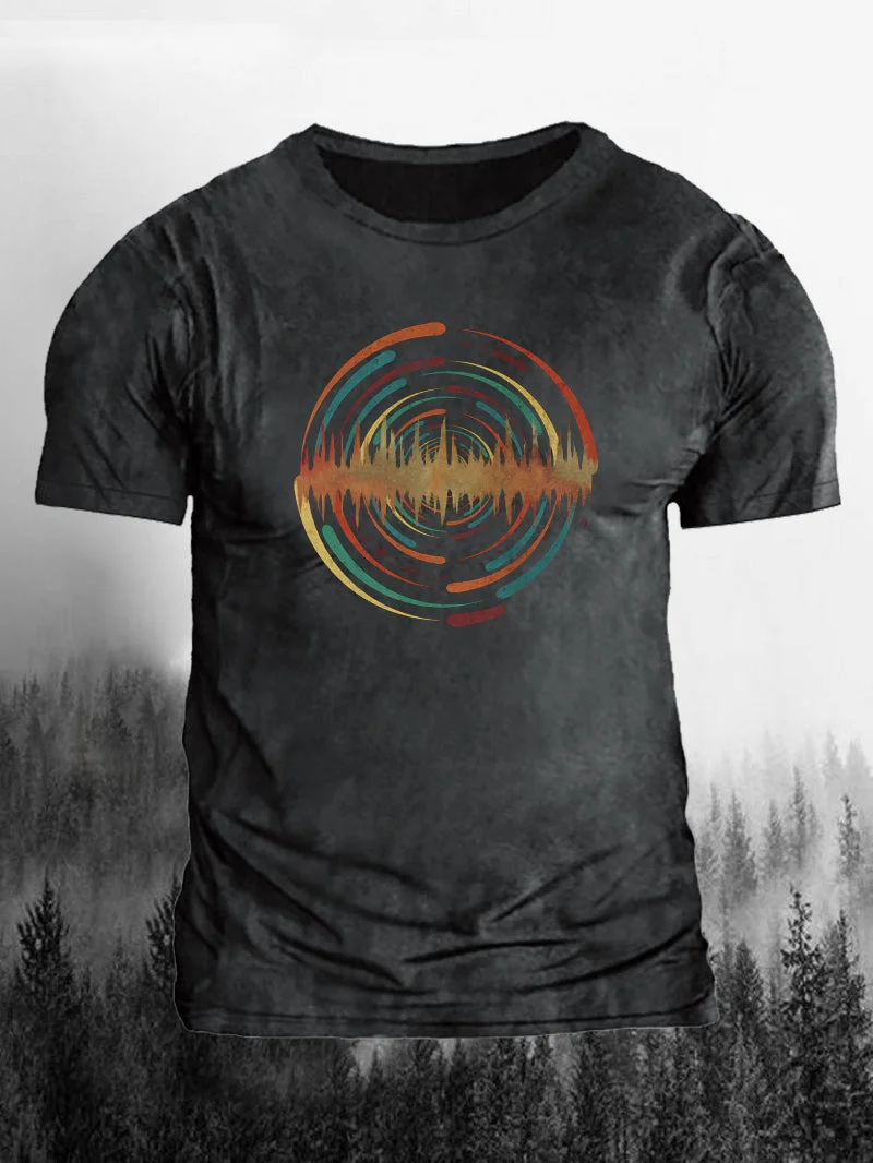 Men's Geometric Sunset Co-Integration Sonic Short-Sleeved Shirt in  mildstyles