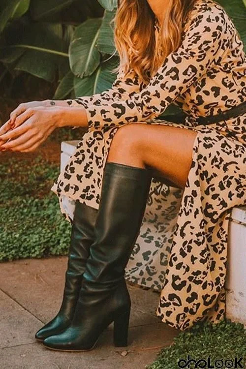 Drape High Heel Knee Boots