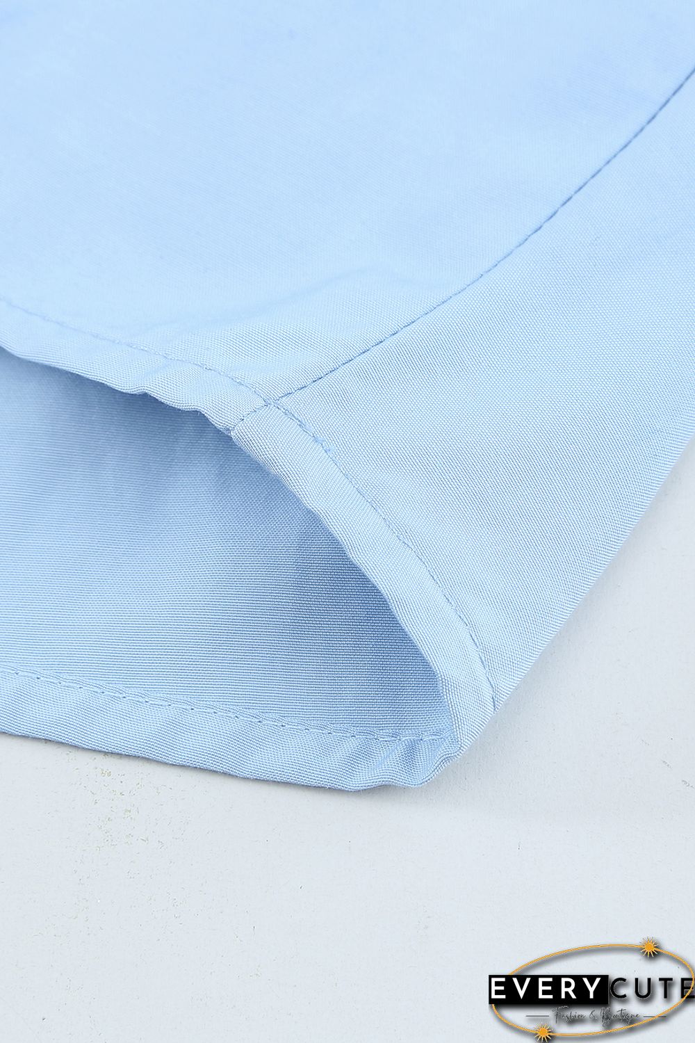 Sky Blue Crochet Trim Hollow-out Blouse