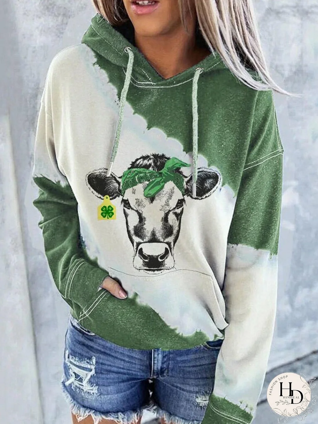 Women's Distressed Pullover Hoodie