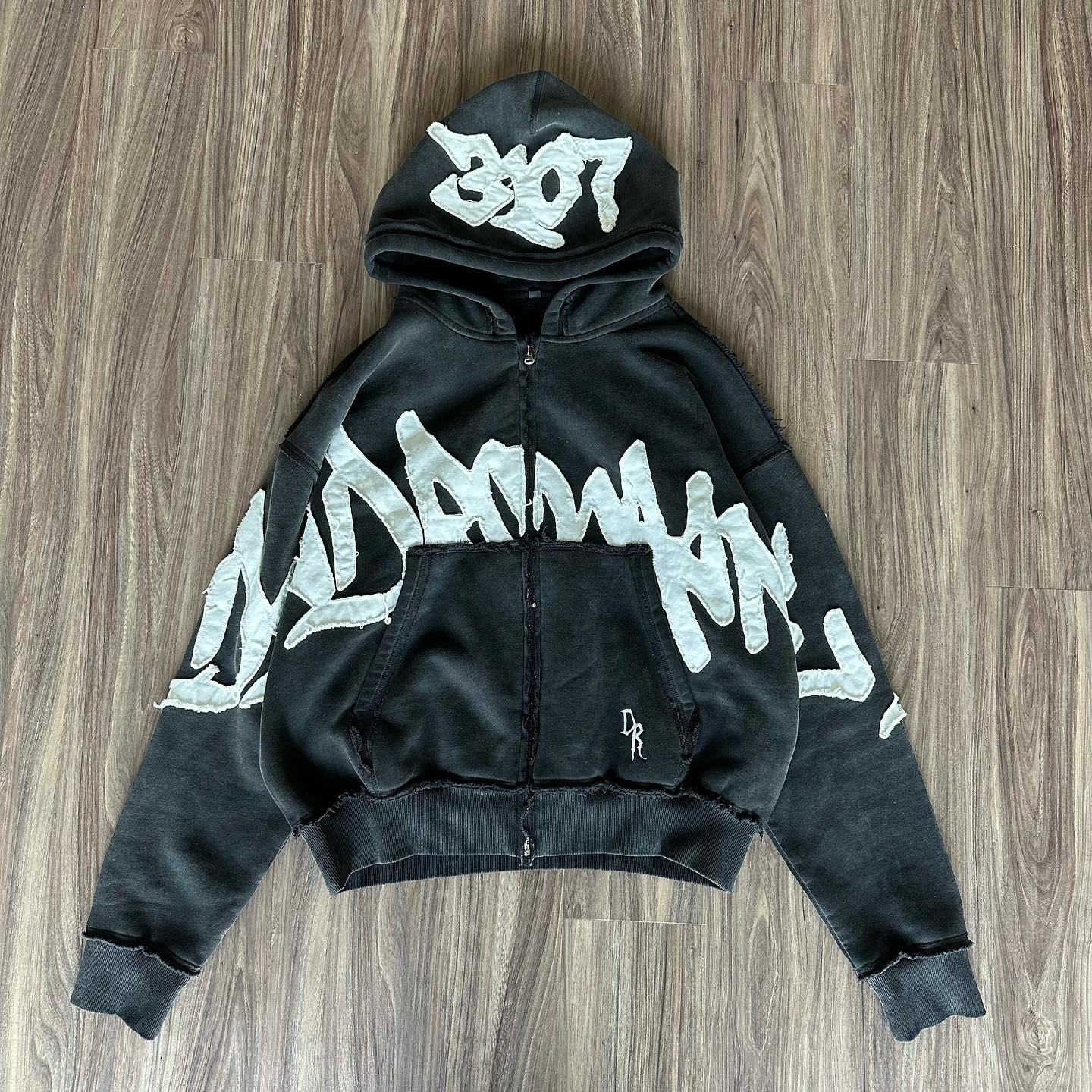 Vintage Personalized Patch Zip-Up Hoodie