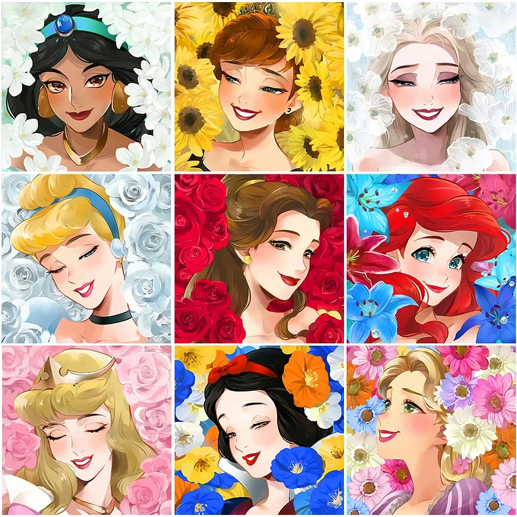 5D Diamond Painting Disney Princess Circle Collage Kit