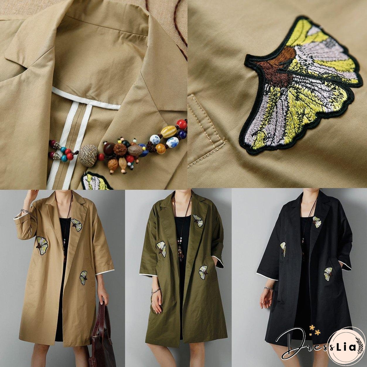 Khaki plus size woman coats oversize trench cardigans