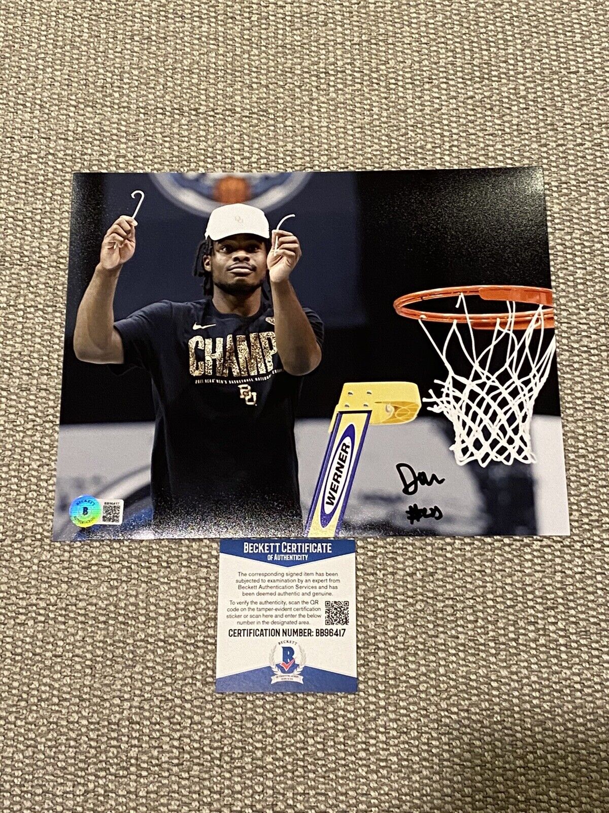 BECKETT COA DAVION MITCHELL Signed Autographed 8x10 Photo Poster painting Baylor Basketball 2021