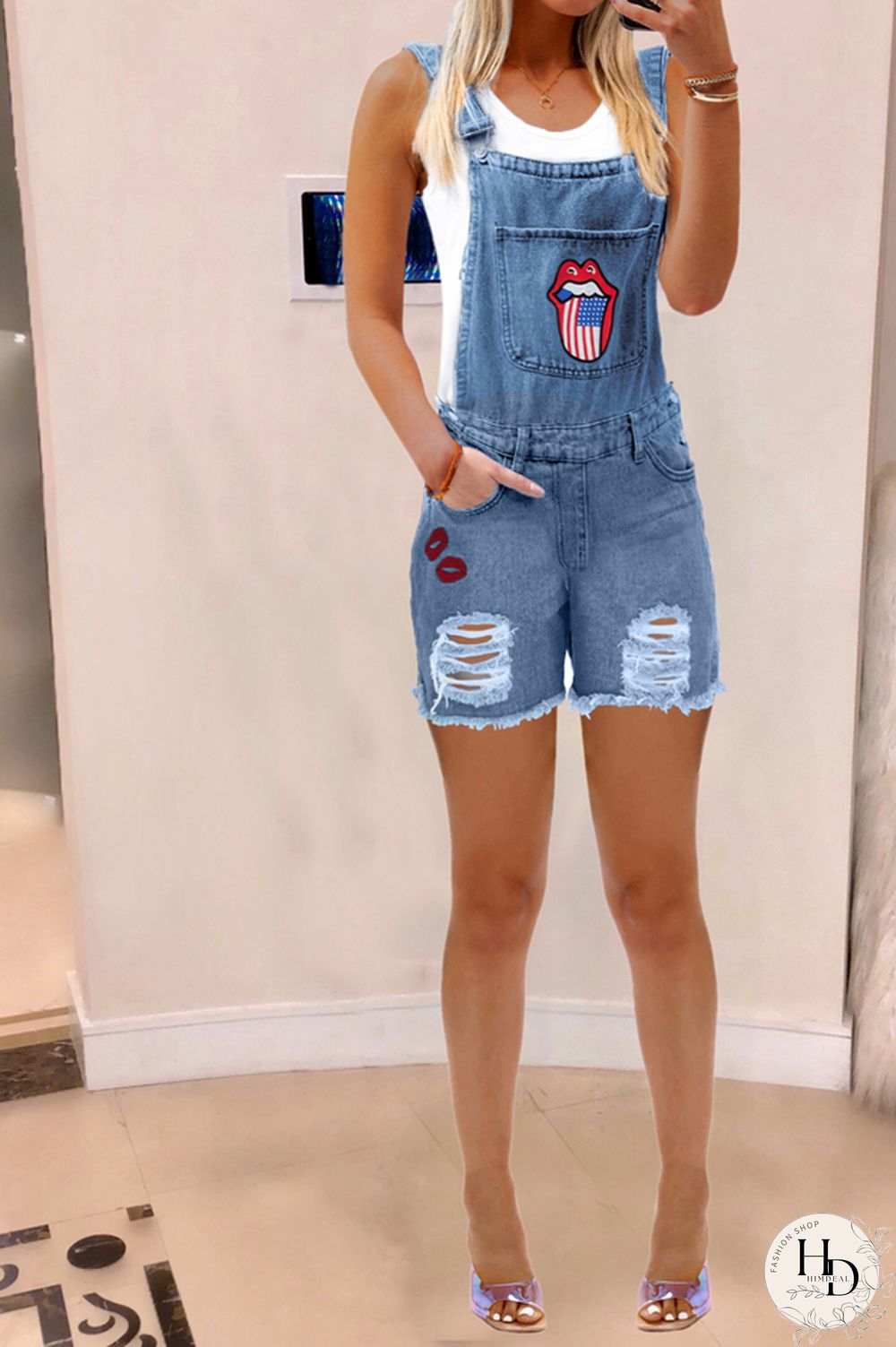 Black Light Blue Dark Blue Broken Holes Denim