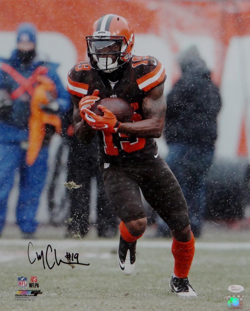 Corey Coleman Signed Cleveland Browns 16x20 Running with Ball PF Photo Poster painting JSA W Aut