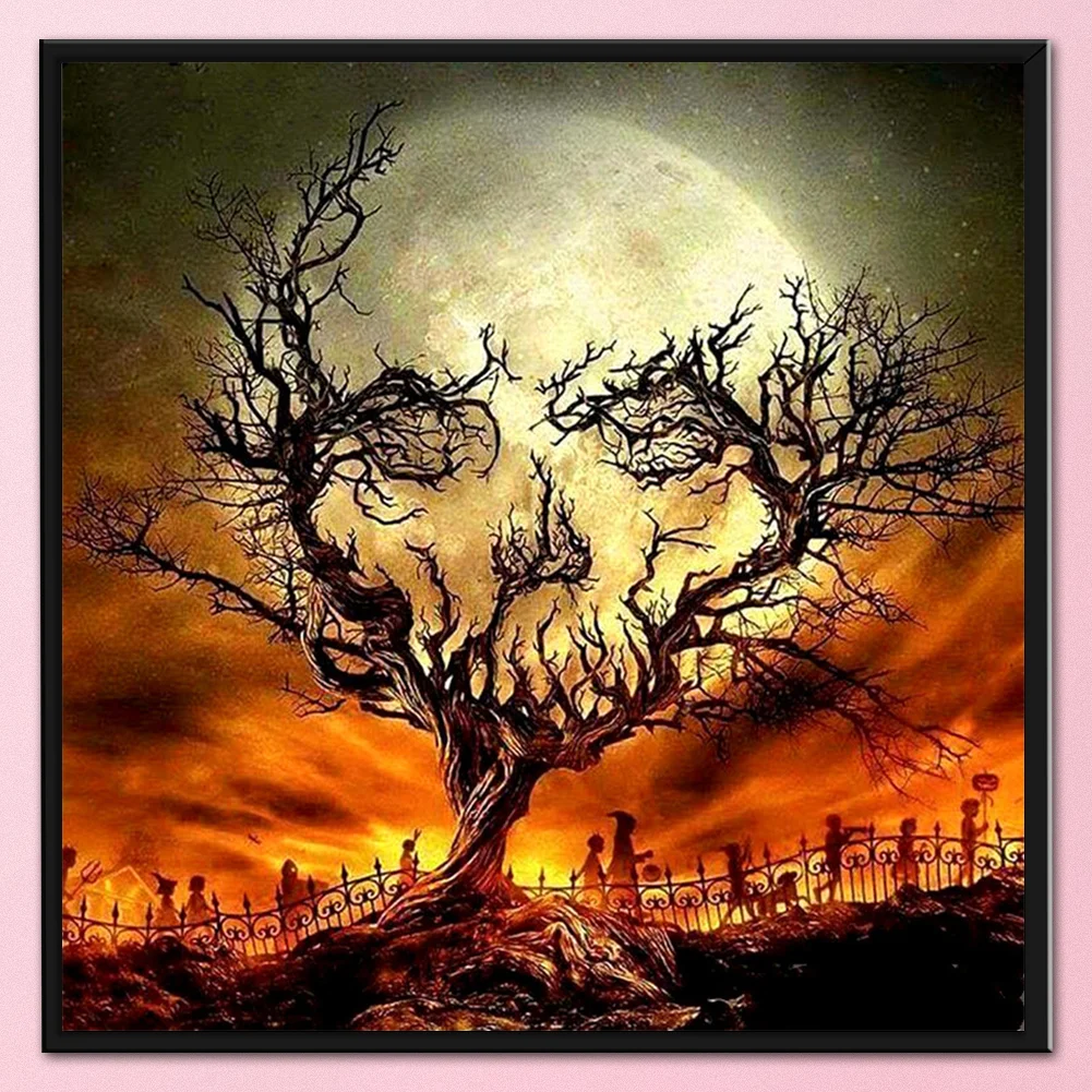 11CT Full Stamped Cross Stitch - Halloween Skeleton Head(Canvas|40*40CM)