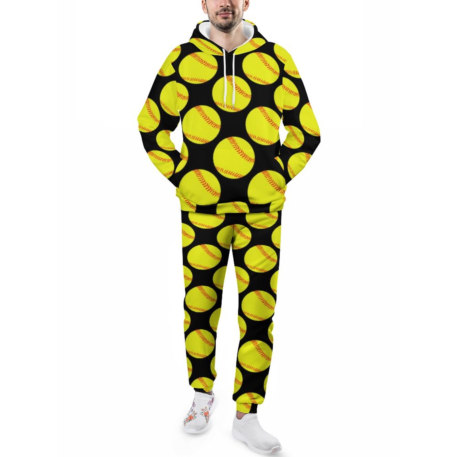 Fastpitch Softball Player Color Cute Sports Men's Tracksuit 2 Piece Hoodie Sweatsuit Sets Casual Jogging Athletic Suits