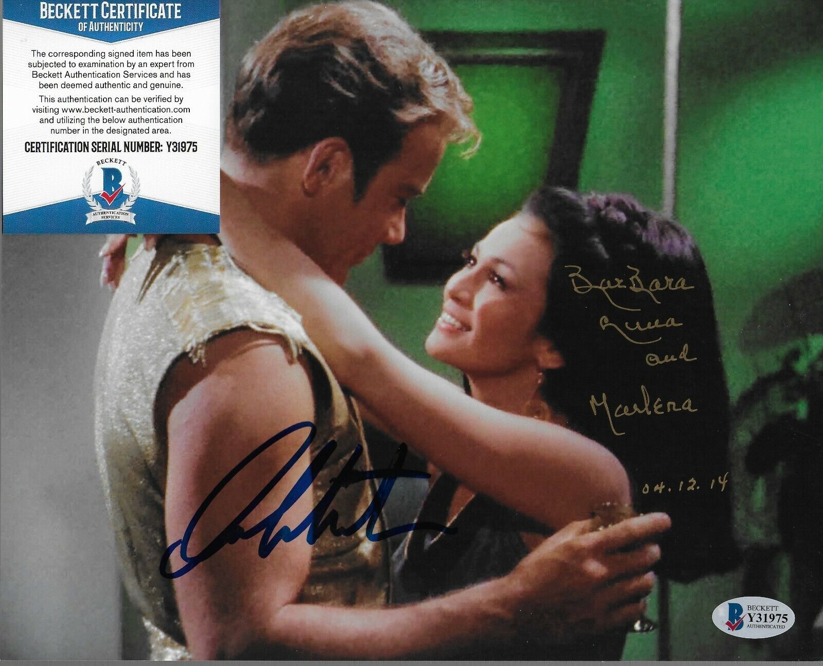 William Shatner/BarBara Luna Star Trek TOS Signed 8X10 Photo Poster painting w/Beckett COA #2