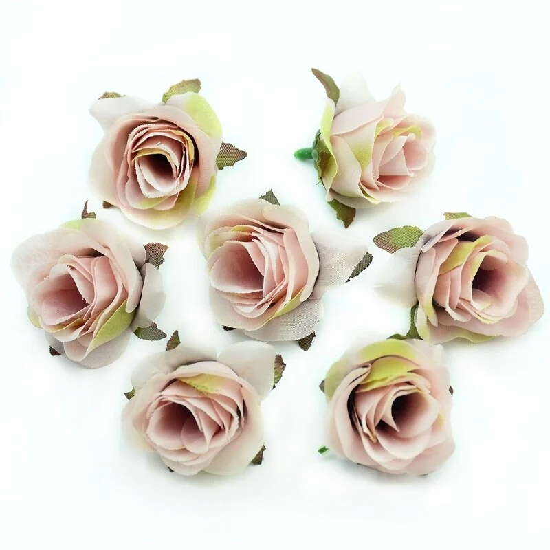 10pcs/lot 3.5cm Silk Artificial Rose Flower Head Scrapbooking Ball For Wedding Decoration Scrapbooking Wreath Home Accessories