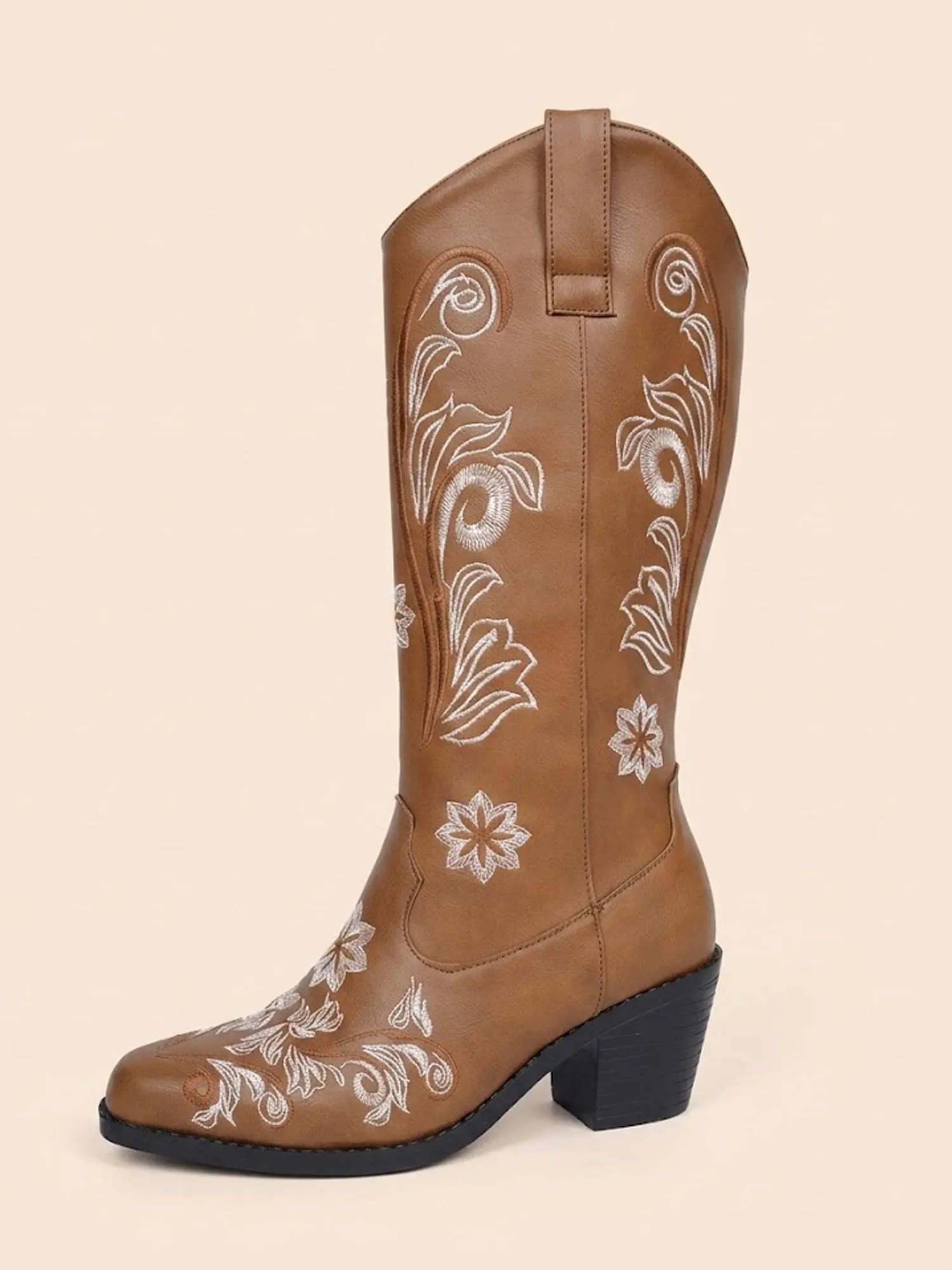Ideal for a Sunset Desert Party &mdash; Holographic Lavender Block Heel Durable Synthetic Leather Women's Boho Boots