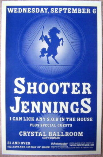 SHOOTER JENNINGS 2006 Gig POSTER Portland Oregon Concert Concert