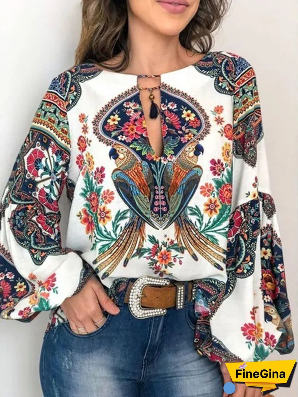 Floral Long Sleeve Round Neck T-Shirt Top