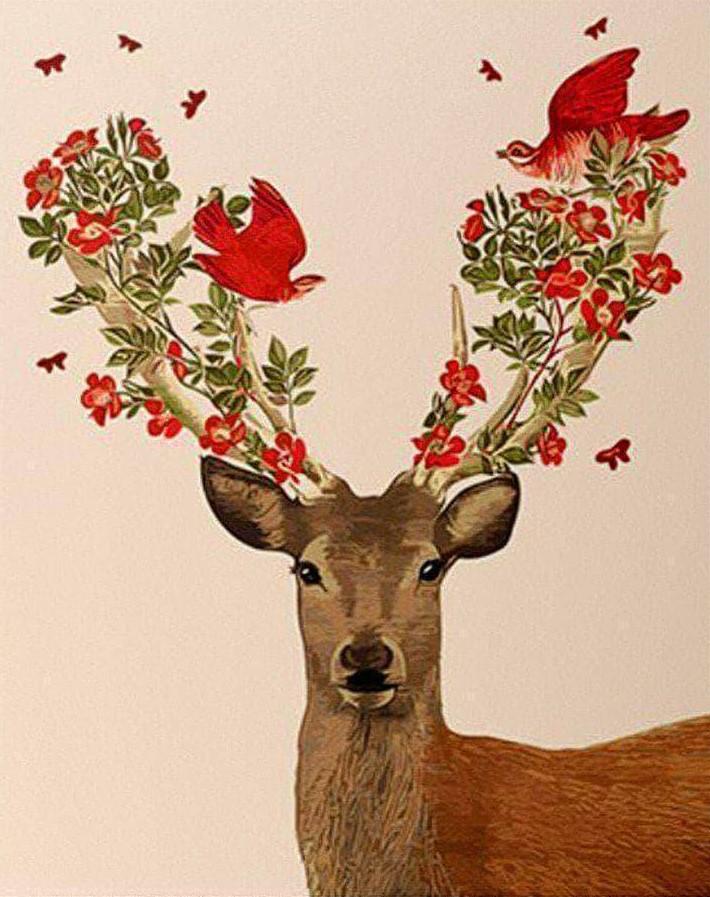 

Deer Birds And flowers – Paint By Numbers - 40*50CM, 501 Original