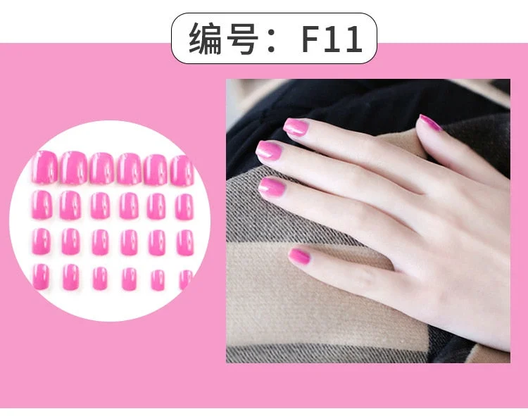 24Pcs Charming Fake False Nails Tips Wine Red Pointed Head Full Cover Nail Tips Long Style Nude Artificial Flase Nails with Glue-Nail Inspo