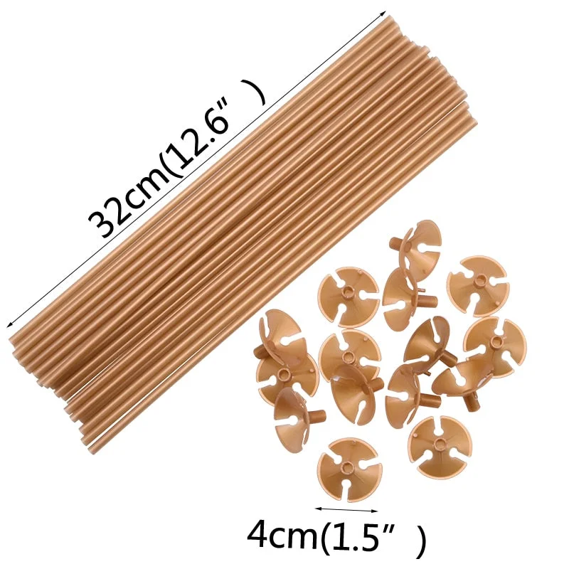 30cm Latex Balloon Stick White Balloons Holder Sticks with Cup Wedding Birthday Party Inflatable Balls Decoration Accessories