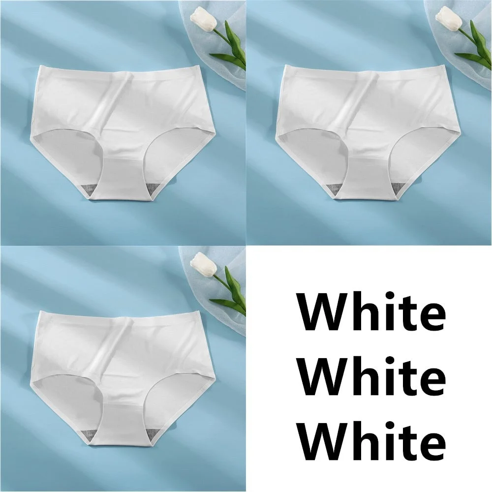 3Pcs Hot Ice Silk Women Panties Invisible Ultra Thin Seamless Underwear Briefs Underpants Sexy Lingerie Solid Panties Intimates