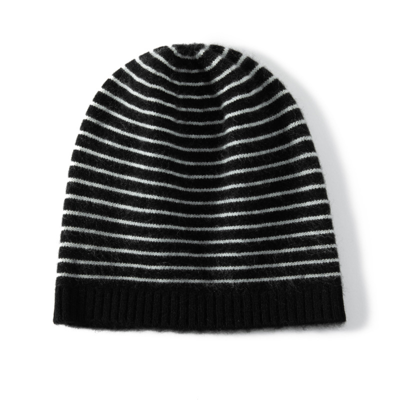 100% Cashmere Patterned Beanies Streak REAL SILK LIFE