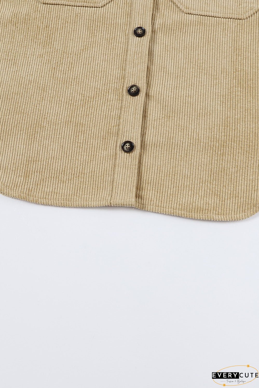 Khaki Aztec Print Patchwork Frayed Edge Corduroy Jacket